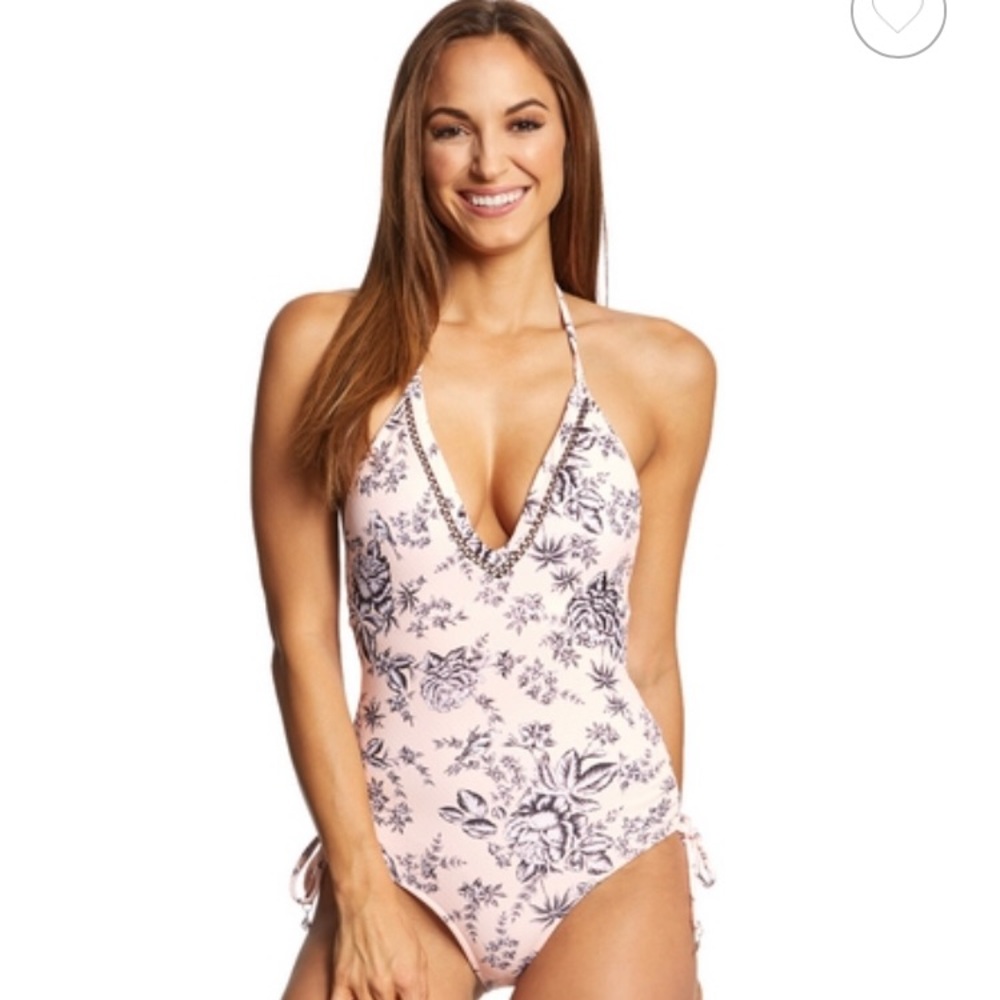 New Anthro Seafolly Love Bird Halter One-Piece Bathing Suit size 8